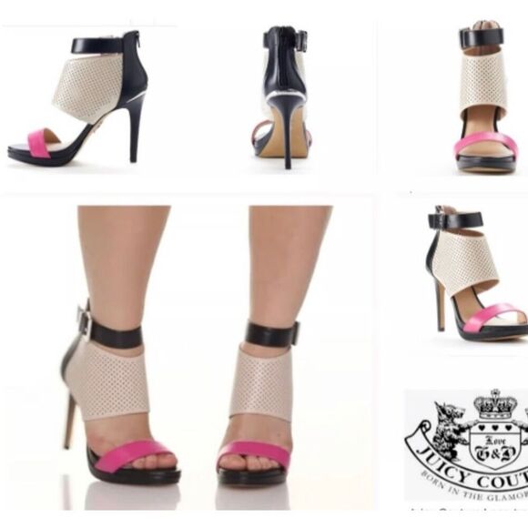 Juicy Couture Sex in the City Heels pink, nude & black Womens size 8 Sandals - Picture 2 of 11